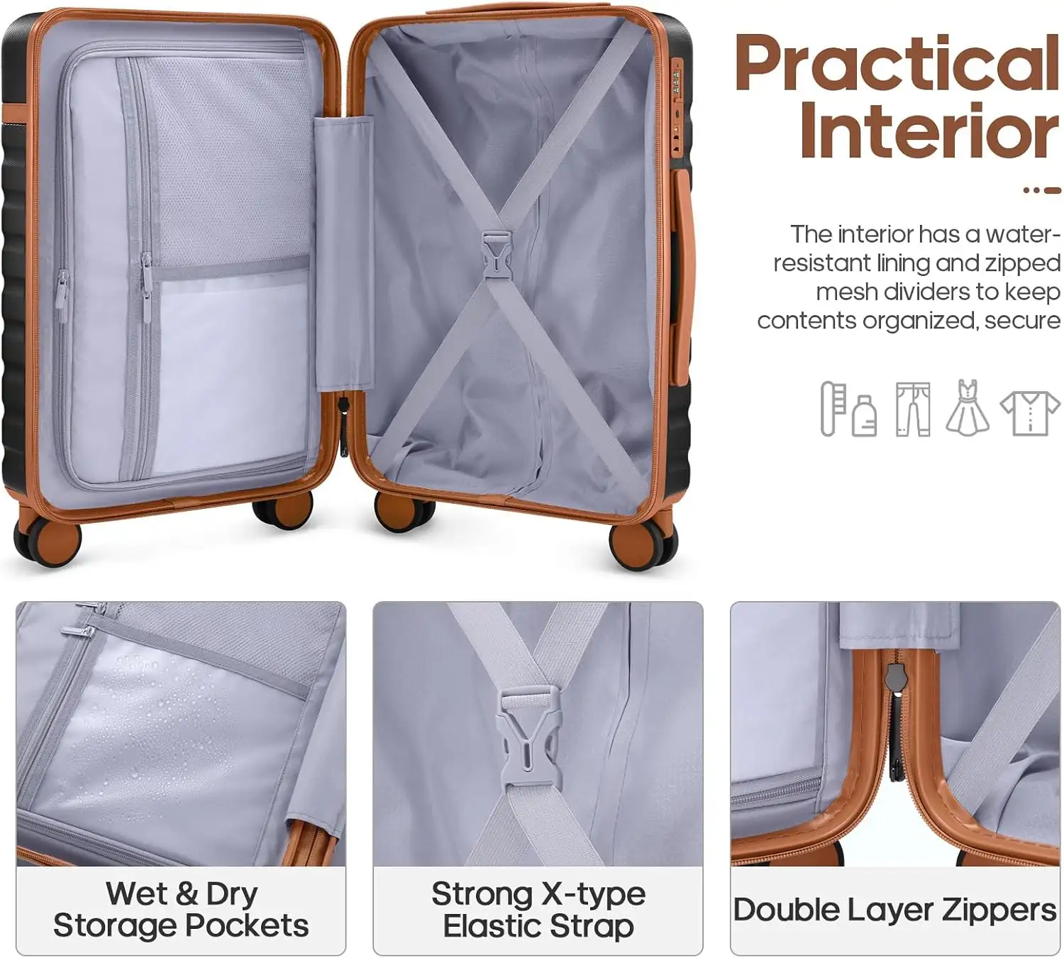 UKEIN Luggage Sets 3 Piece, Carry On Luggage 20 Inch With Spinner Wheels - 718sPLyUyuL._AC_SL1500_